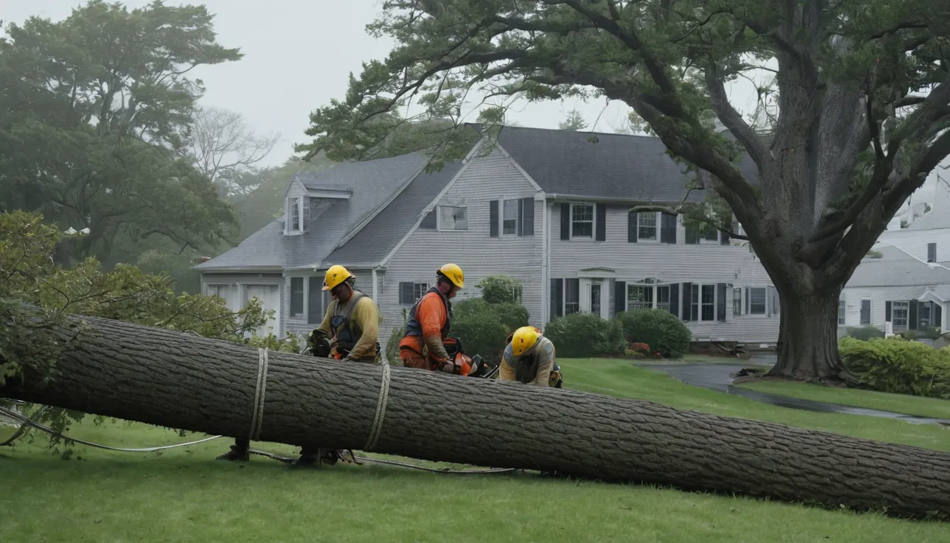 A local tree removal provider cutting up a fallen tree near a home in Clifton after a storm